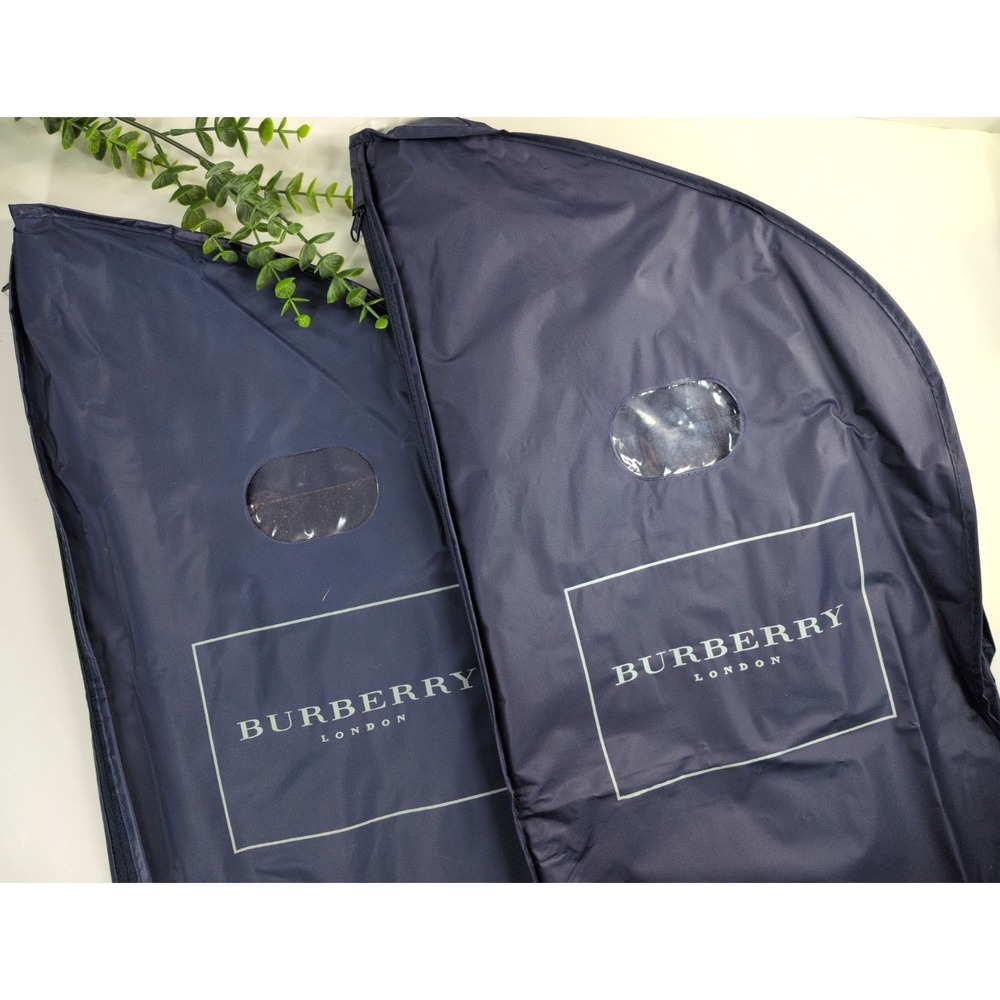 LOT 2🚨Vtg Burberry Garment Bag Suit Dress Cover Travel Protect Logo QuietLuxury